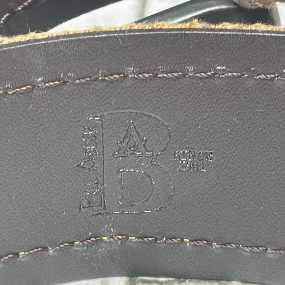 Men's BILL ADLER Belt Brown Leather Canvas Trim  Size 40 - Picture 6 of 8